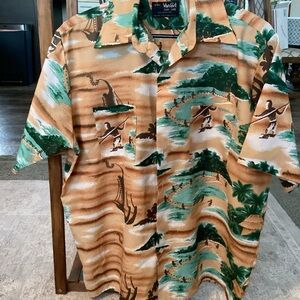 Men's Tropical Print Shirt - Green and Brown